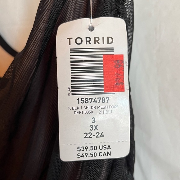 Torrid Mesh One Shoulder Contrast‎ Lining Top Size 3X Foxy Knit Sexy Date Night - Picture 5 of 7